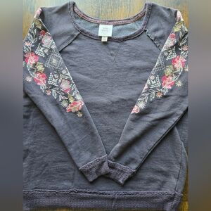 Knox Rose Purple Embroidered Sweatshirt